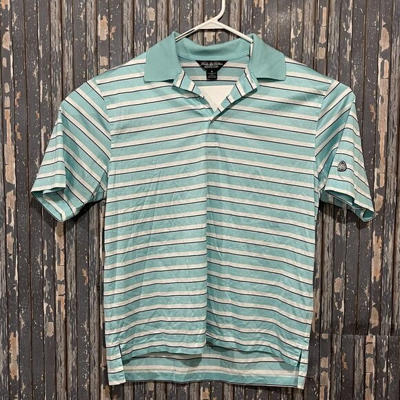 Brooks Brothers Country Club Knit Polo Shirt Short Sleeve Striped Mens Medium - Picture 1 of 4